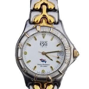 Movado Dive Style Swiss Quartz Esquire Two-Tone Water-Resistant Watch Unisex B2